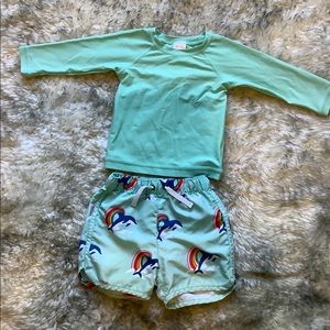 Hanna Andersson swim rash guard and trunks